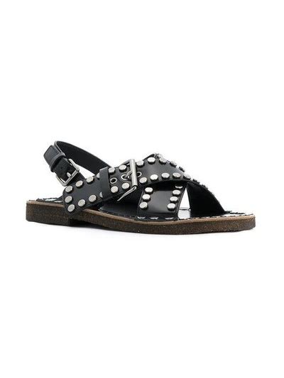 sandalen prada|Prada studded pony skin sandals.